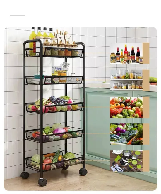 Beauty Cart, Movable Kitchen Storage Rack, Organizer Trolley - Image 3