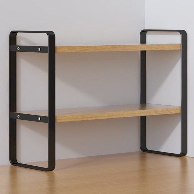 Iron Desk Organizer, Steel Desktop Storage Rack, Book Shelf Organizer for Study Desk, Dormitory, Office, Display Stand - Image 3