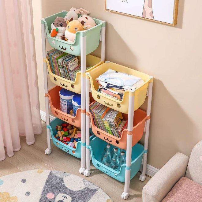 Children's Multi-layer Movable Bookshelf, Storage Rack for Toys and Books, Home Organizer - Image 2