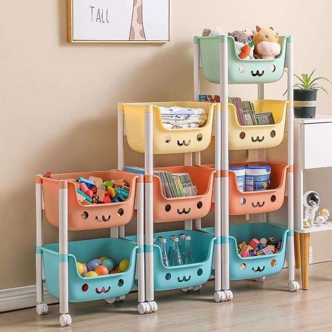 Children's Multi-layer Movable Bookshelf, Storage Rack for Toys and Books, Home Organizer - Image 3
